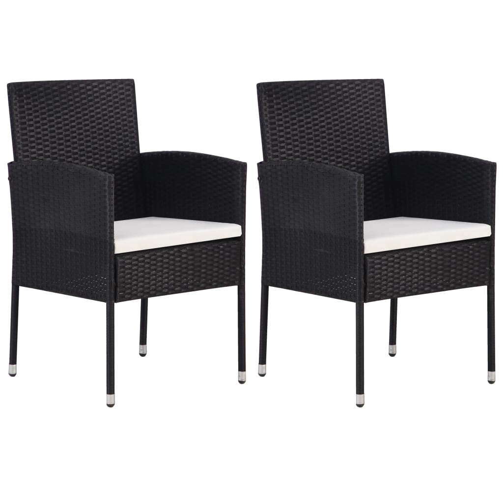 3 Piece Garden Dining Set Poly Rattan Black