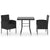 3 Piece Garden Dining Set Poly Rattan Black