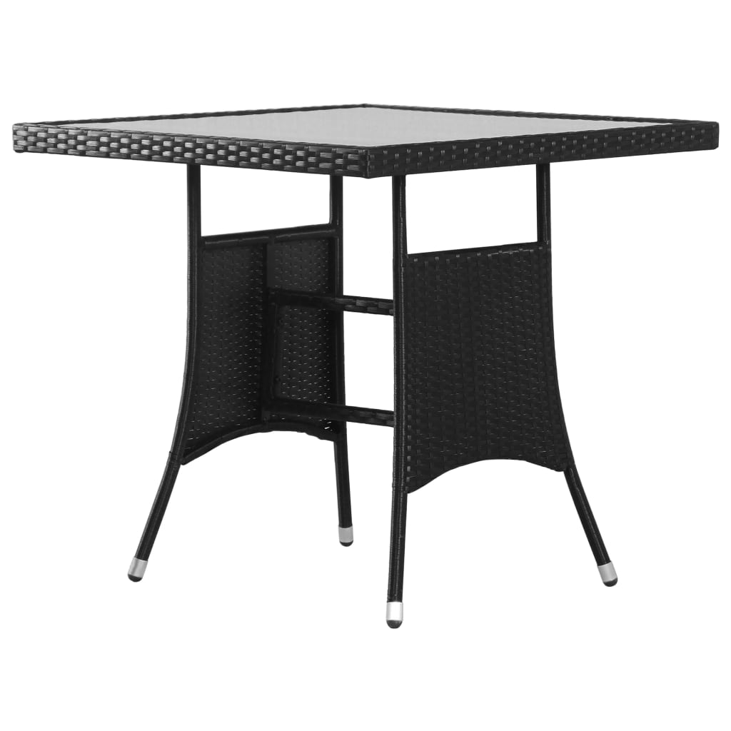 3 Piece Garden Dining Set Poly Rattan Black