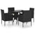 5 Piece Garden Dining Set Poly Rattan Black