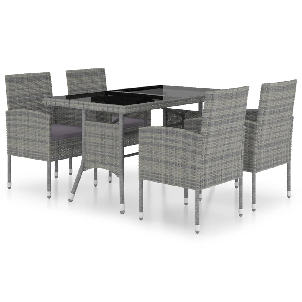 5 Piece Garden Dining Set Poly Rattan Anthracite & Grey