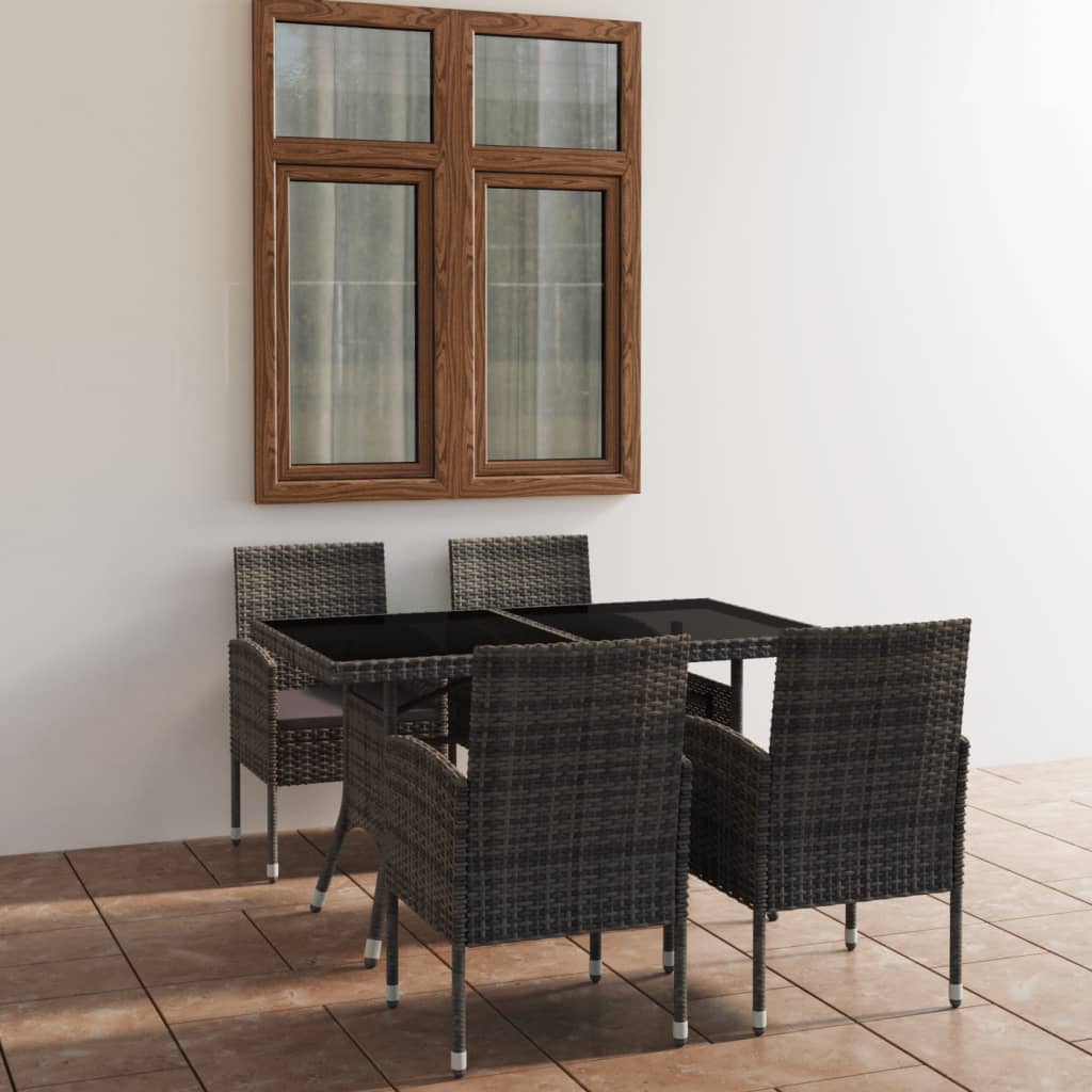 5 Piece Garden Dining Set Poly Rattan Anthracite &amp; Grey