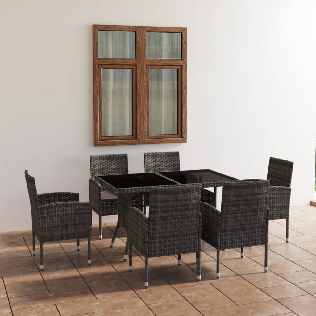 7 Piece Garden Dining Set Poly Rattan Anthracite &amp; Grey