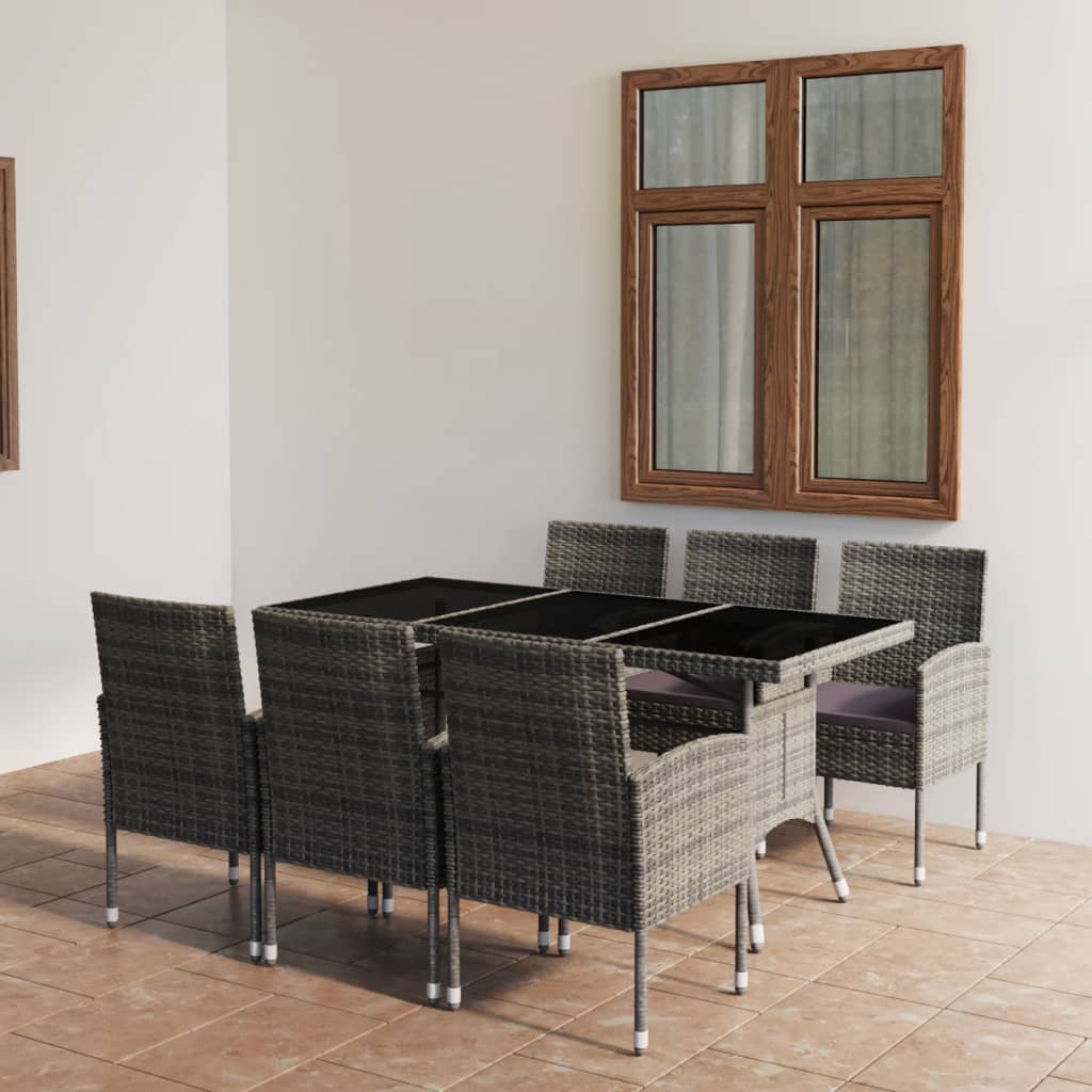 7 Piece Garden Dining Set Poly Rattan Anthracite &amp; Grey