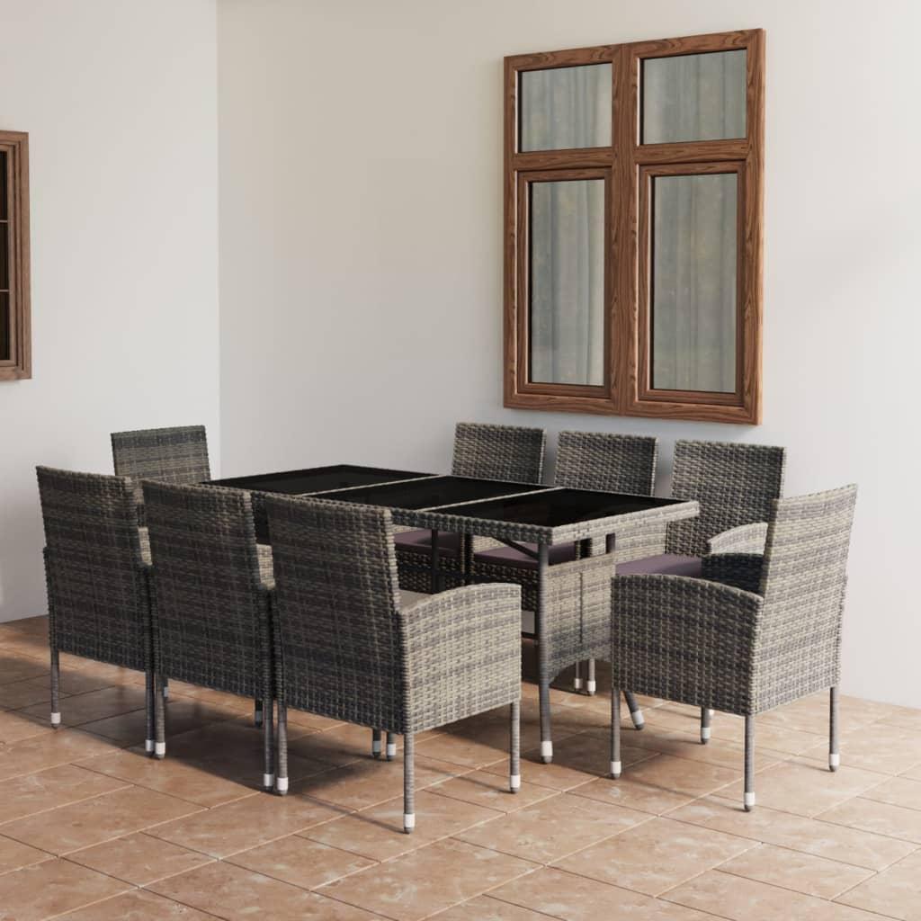 9 Piece Garden Dining Set Poly Rattan Anthracite &amp; Grey