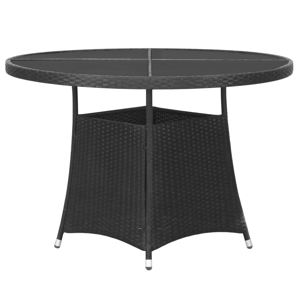 5 Piece Garden Dining Set Poly Rattan Black