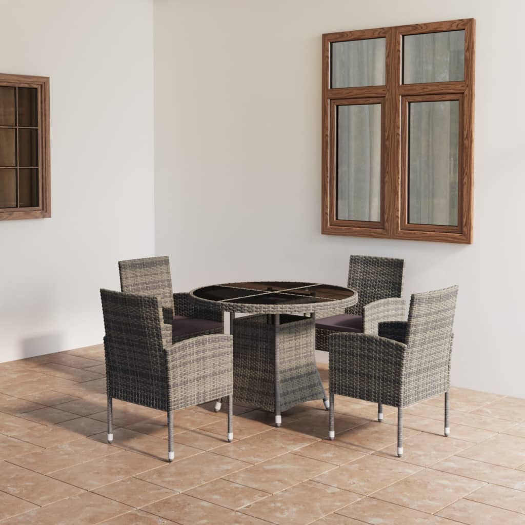 5 Piece Garden Dining Set Poly Rattan Anthracite &amp; Grey