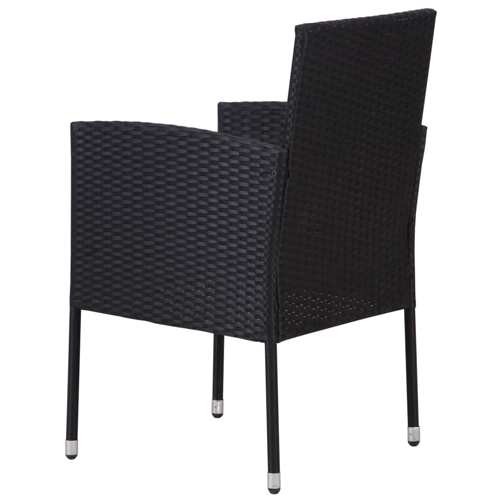 7 Piece Garden Dining Set Poly Rattan Black