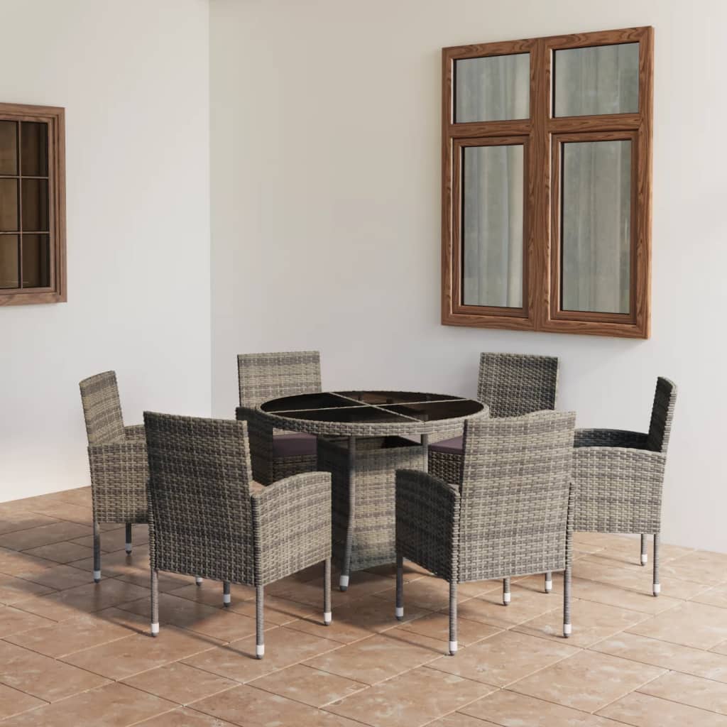 7 Piece Garden Dining Set Poly Rattan Anthracite &amp; Grey