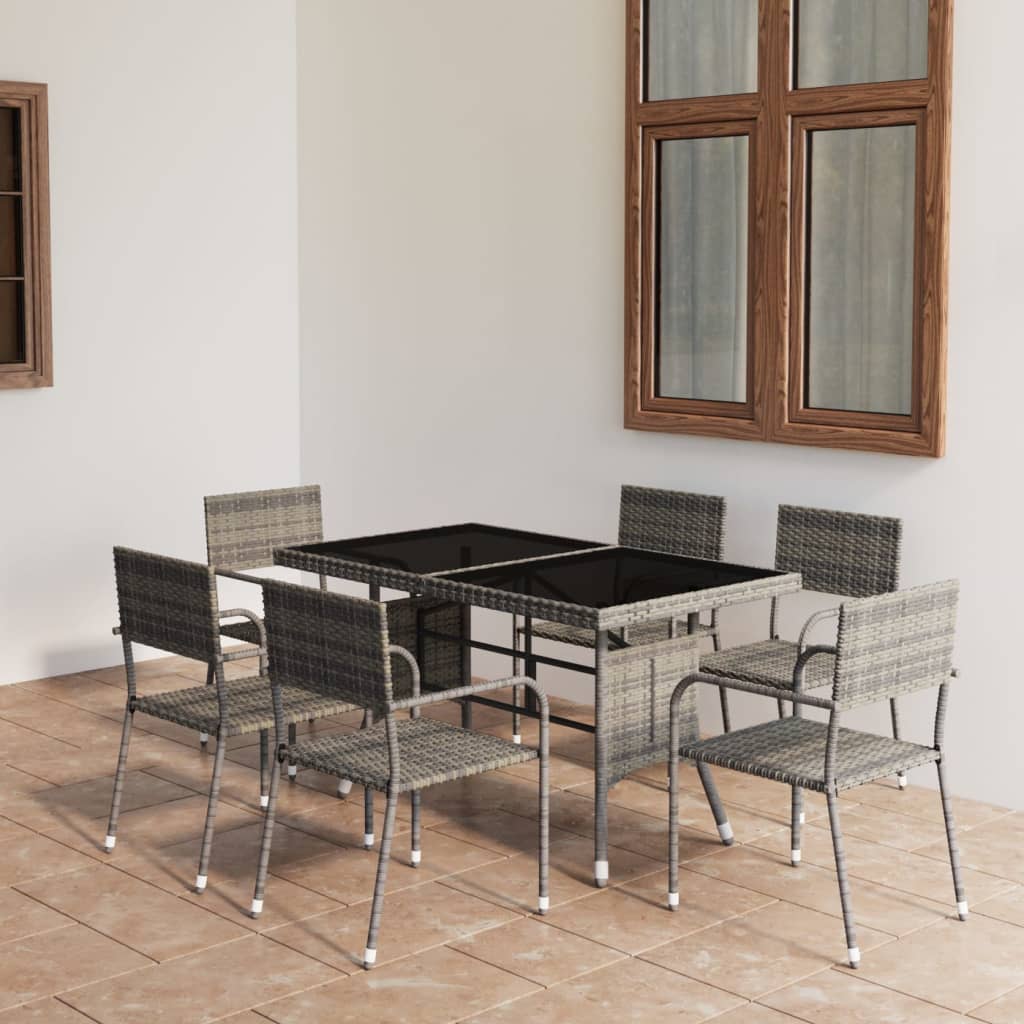 7 Piece Garden Dining Set Poly Rattan Anthracite &amp; Grey