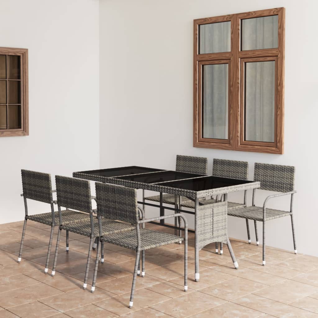 7 Piece Garden Dining Set Poly Rattan Anthracite &amp; Grey