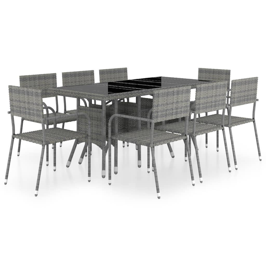 9 Piece Garden Dining Set Poly Rattan Anthracite & Grey