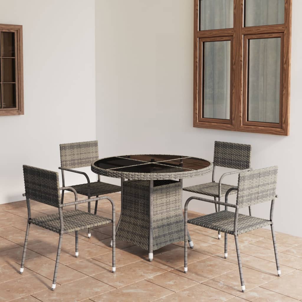 5 Piece Garden Dining Set Poly Rattan Anthracite &amp; Grey