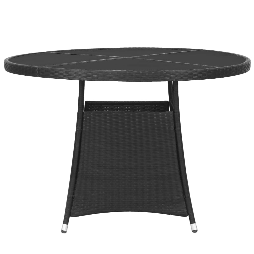 7 Piece Garden Dining Set Poly Rattan Black