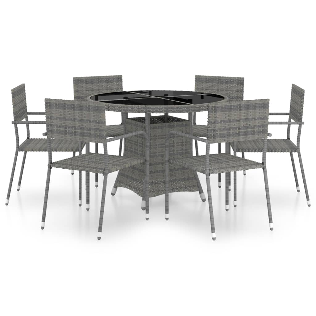 7 Piece Garden Dining Set Poly Rattan Anthracite & Grey