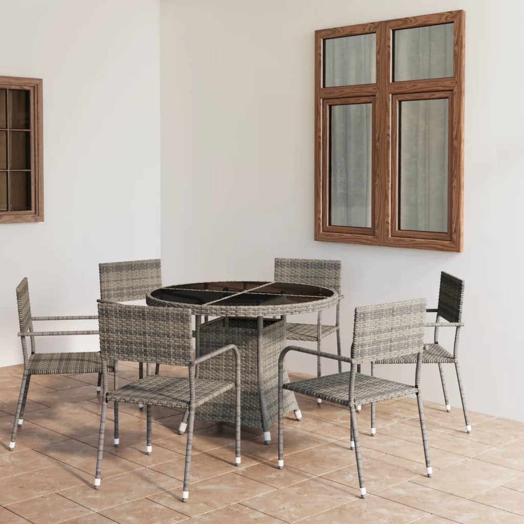 7 Piece Garden Dining Set Poly Rattan Anthracite &amp; Grey