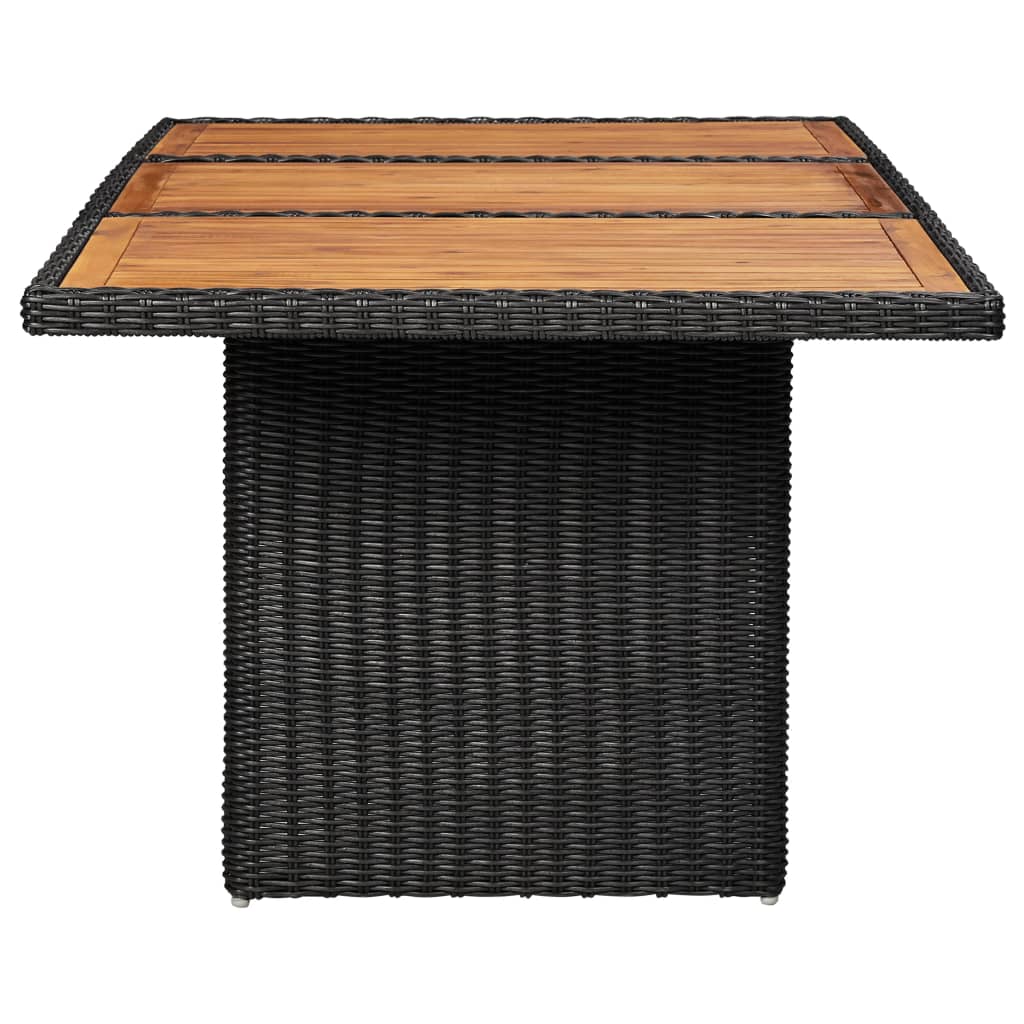 7 Piece Garden Dining Set Poly Rattan Black