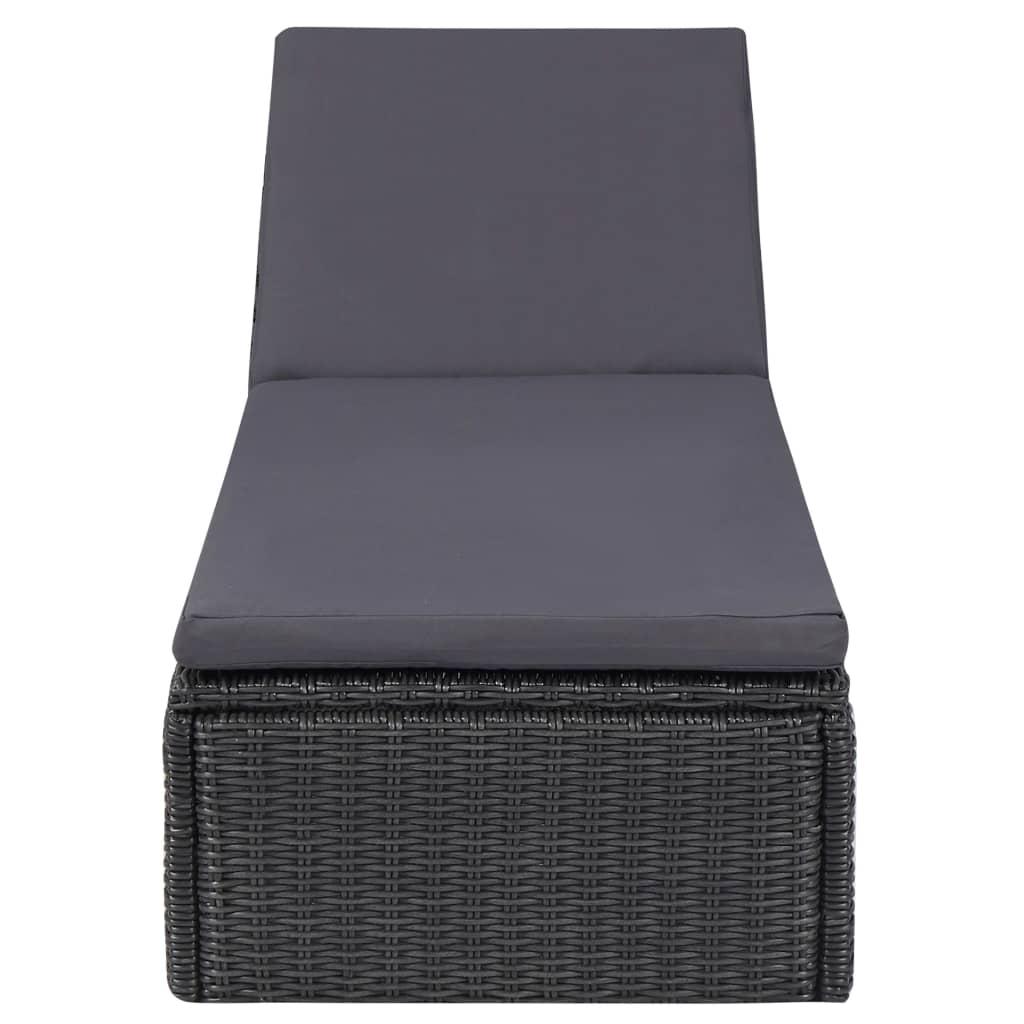 9 Piece Garden Dining Set Poly Rattan Black