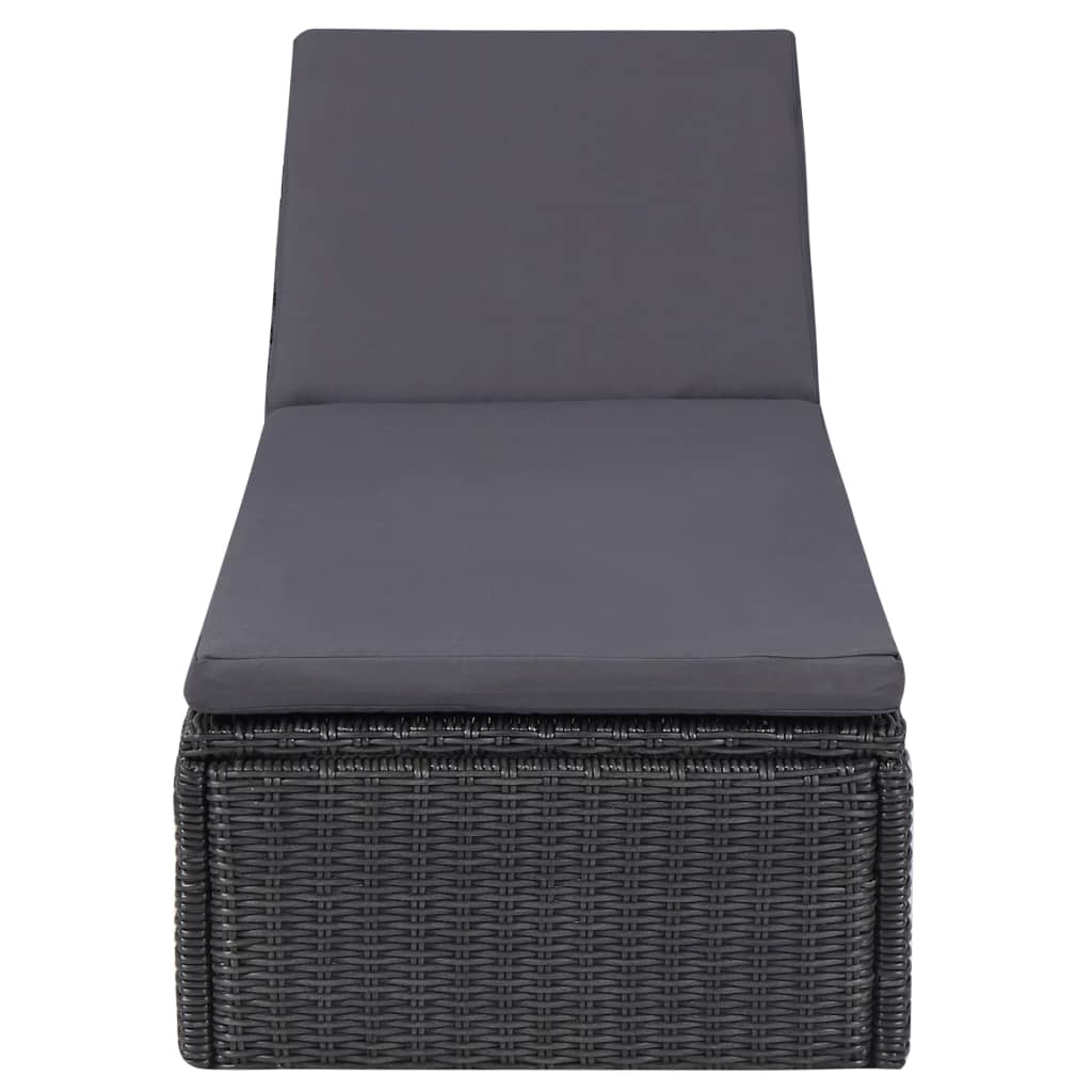 9 Piece Garden Dining Set Poly Rattan Black