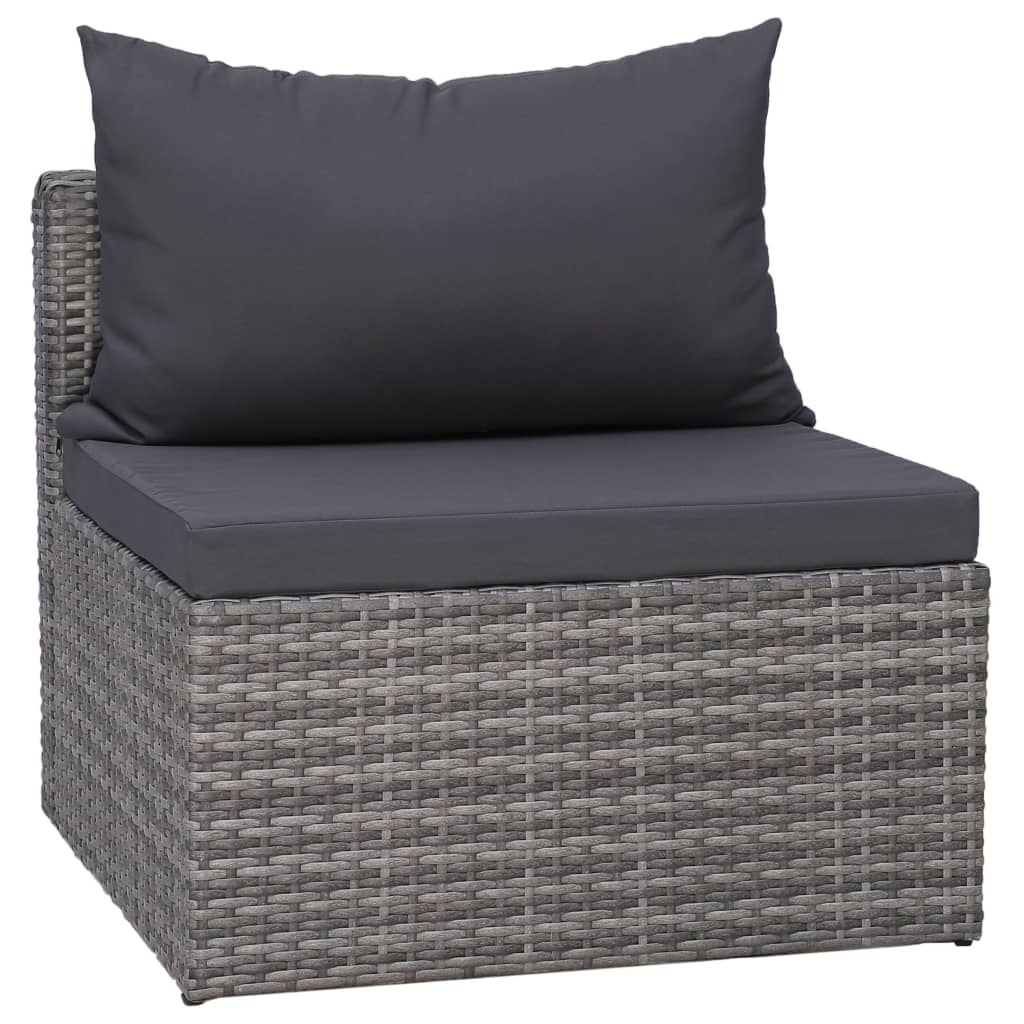 8 Piece Garden Lounge Set with Cushions Poly Rattan Grey