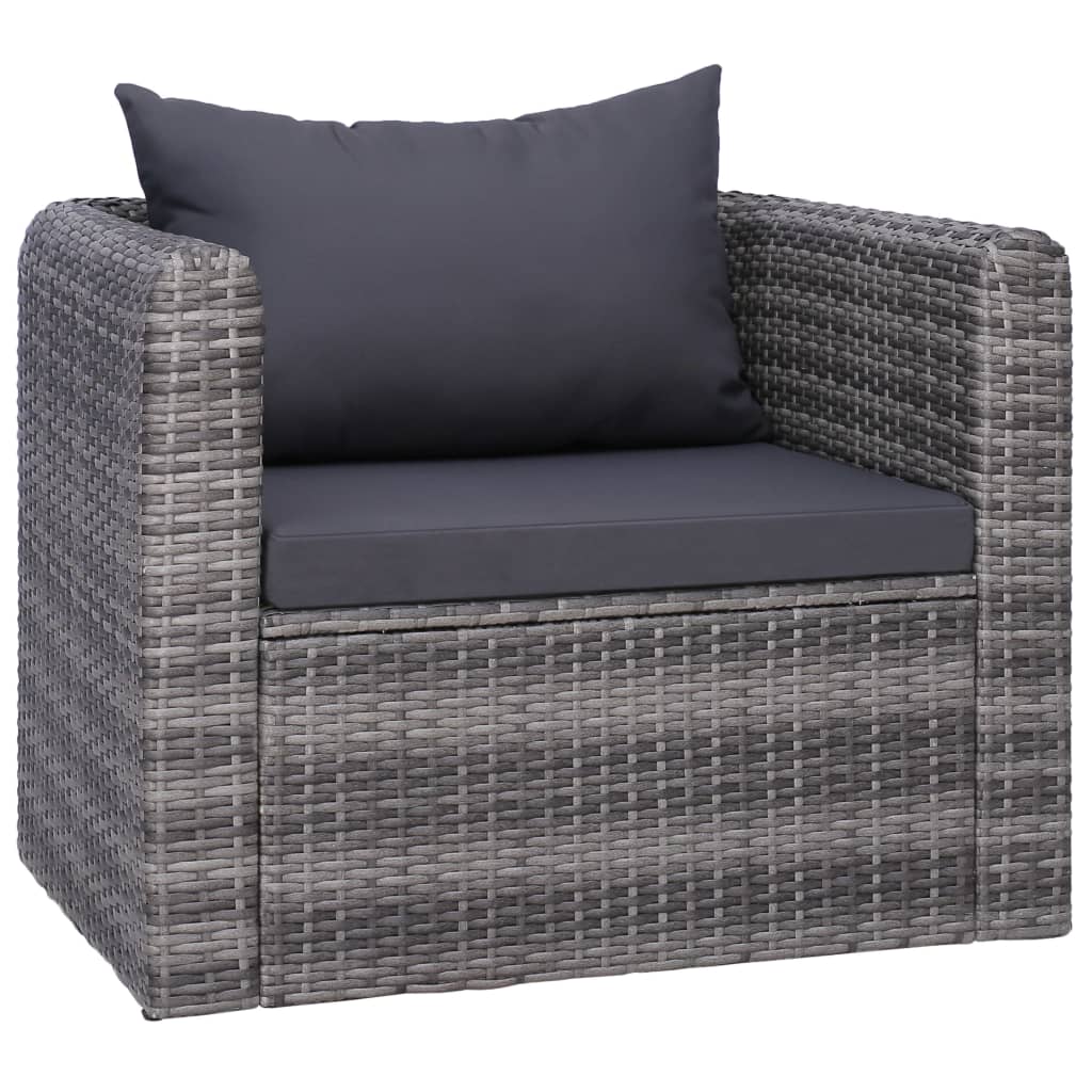 9 Piece Garden Lounge Set with Cushions Poly Rattan Grey