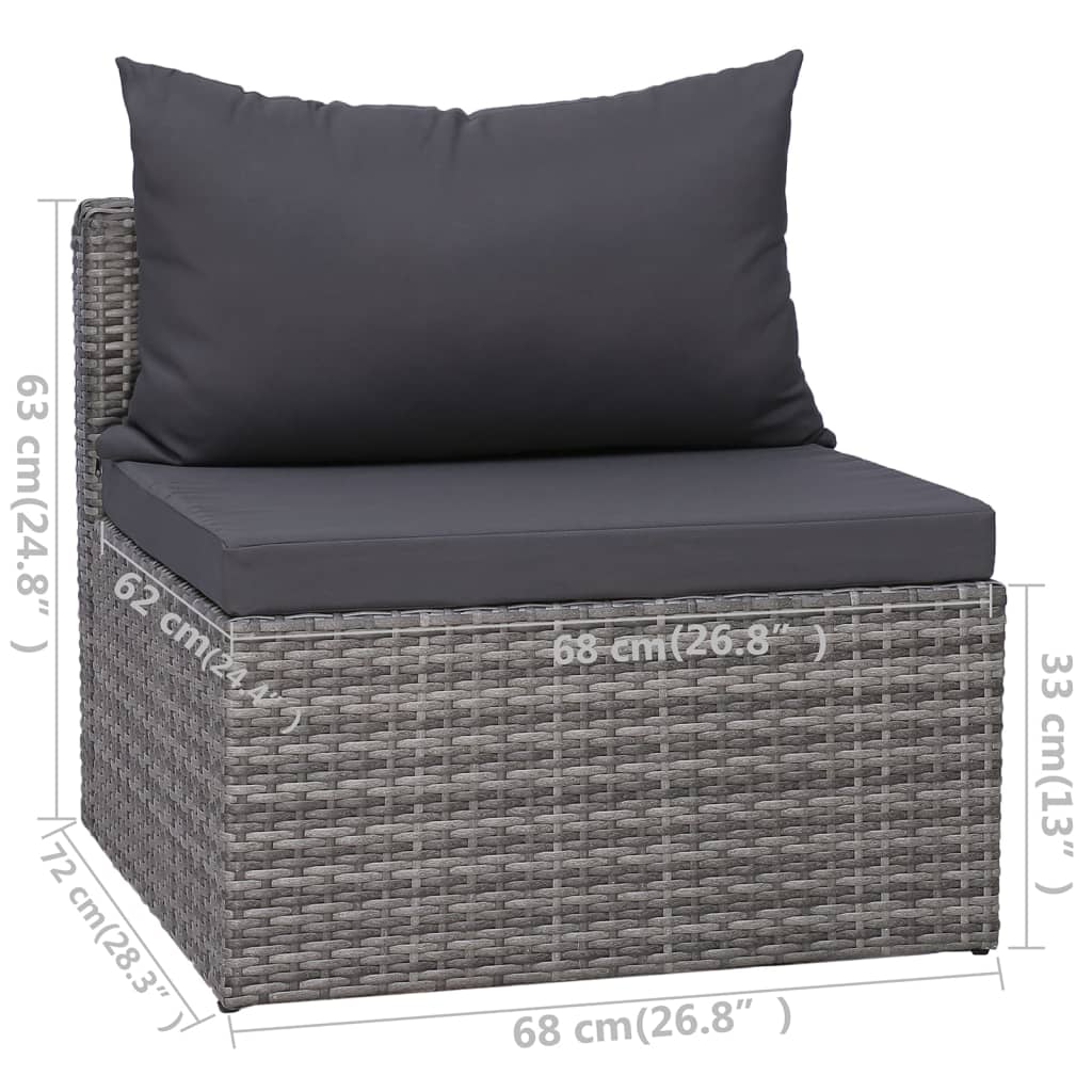 9 Piece Garden Lounge Set with Cushions Poly Rattan Grey