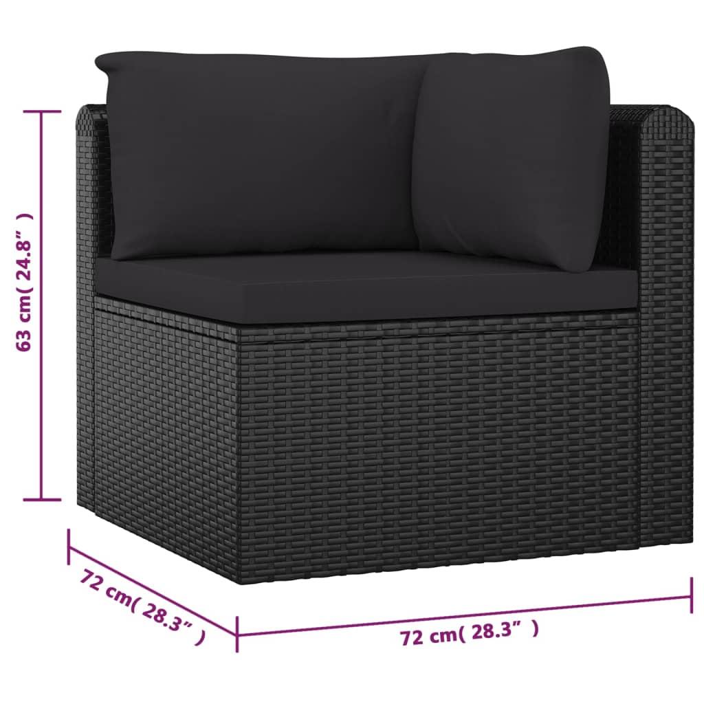 9 Piece Garden Lounge Set with Cushions Poly Rattan Black