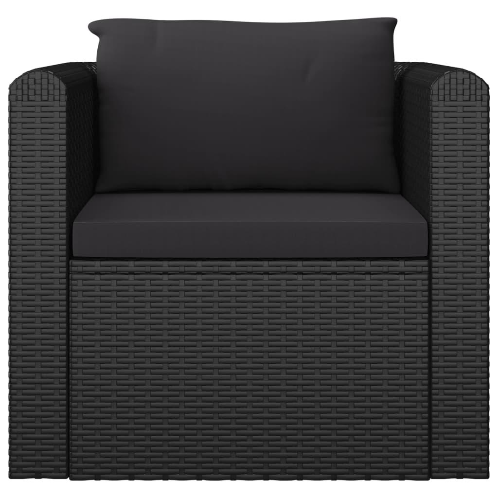 7 Piece Garden Lounge Set with Cushions Poly Rattan Black