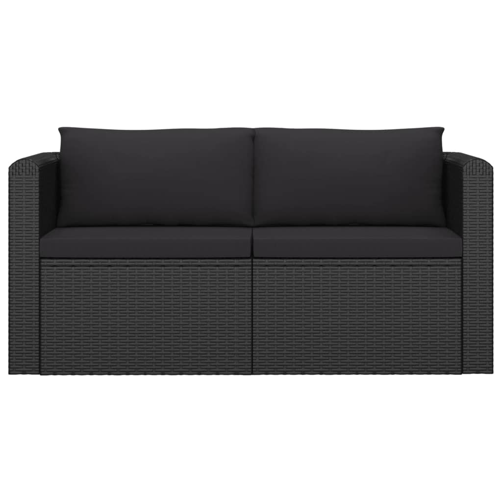 7 Piece Garden Lounge Set with Cushions Poly Rattan Black