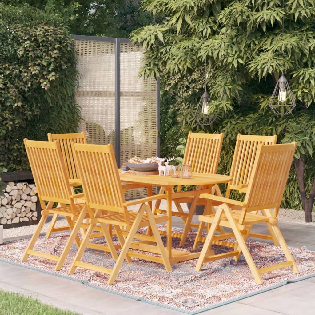 7 Piece Garden Dining Set Solid Teak Wood