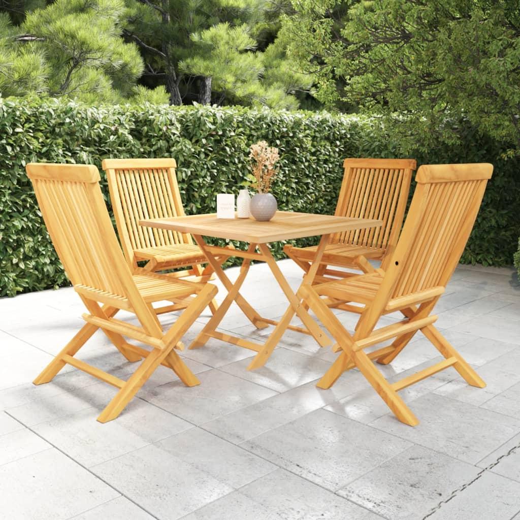 5 Piece Garden Dining Set Solid Teak Wood