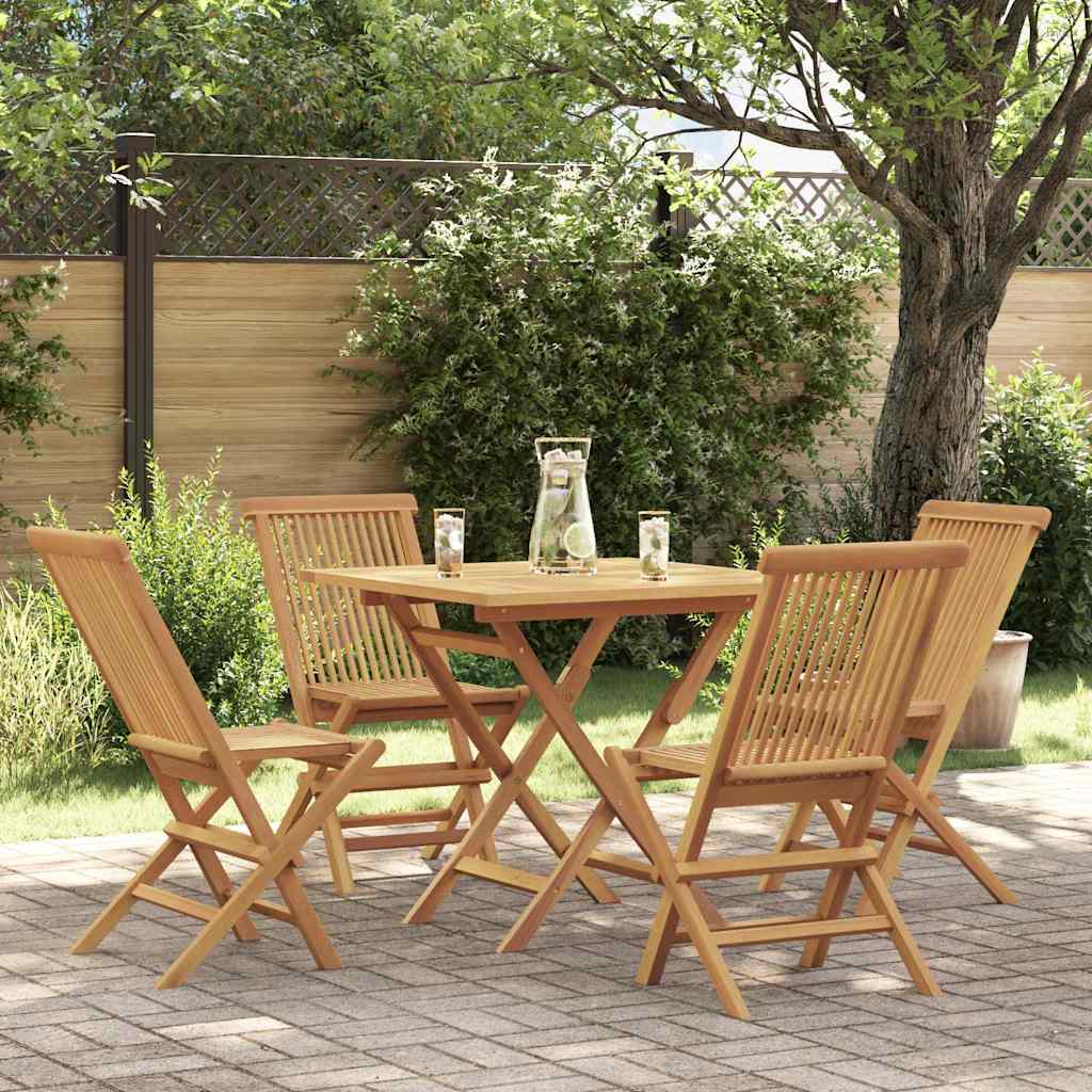 5 Piece Garden Dining Set Solid Teak Wood