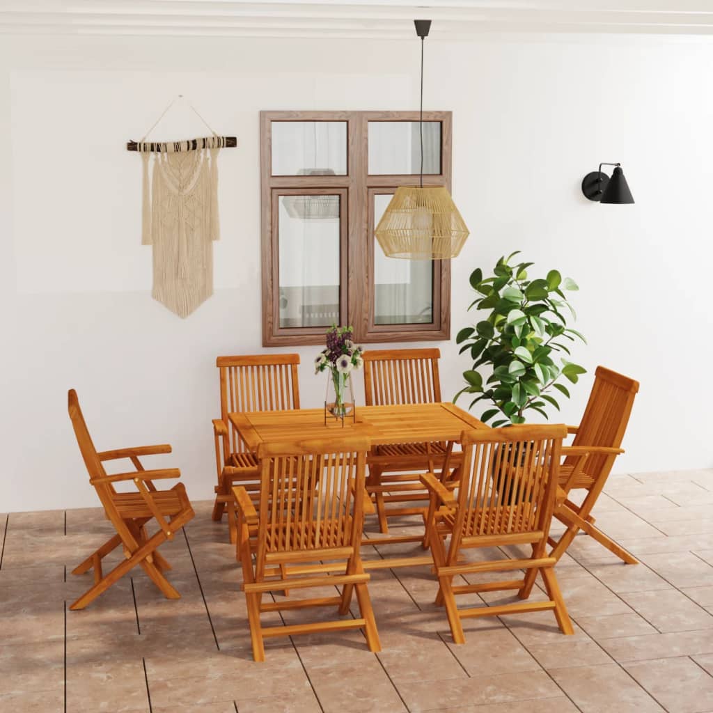 7 Piece Garden Dining Set Solid Teak Wood