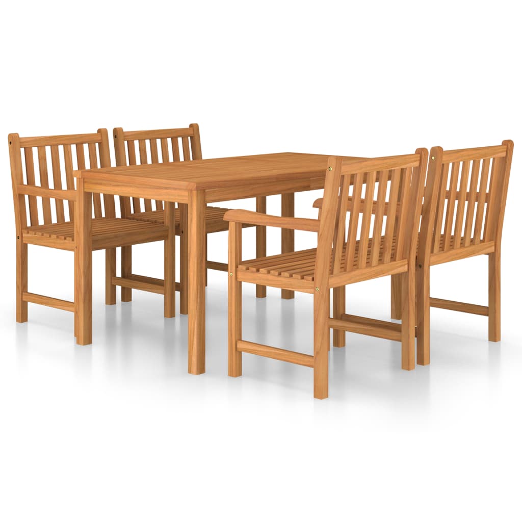 5 Piece Garden Dining Set 140x80 cm Solid Teak Wood