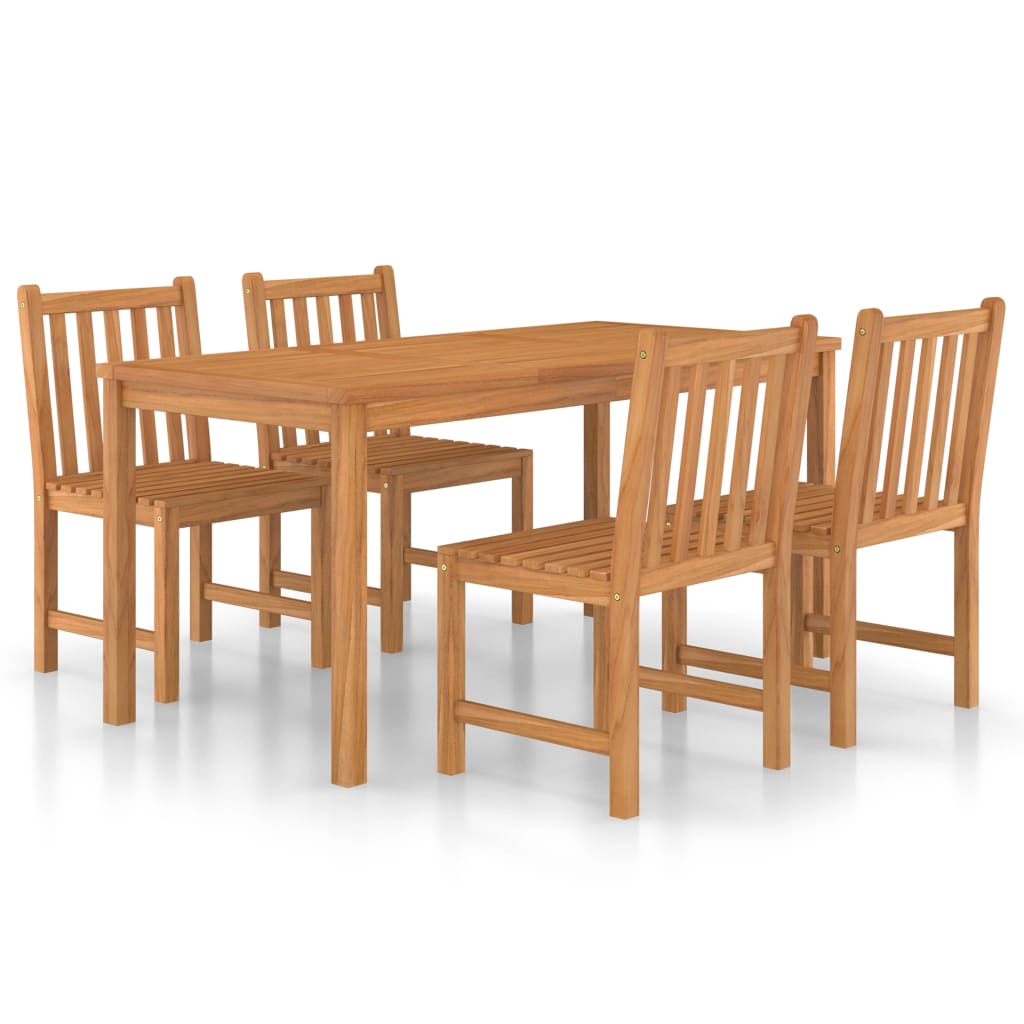 5 Piece Garden Dining Set 160x80 cm Solid Teak Wood