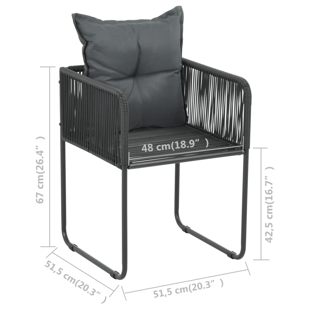3 Piece Garden Dining Set PVC Rattan Black