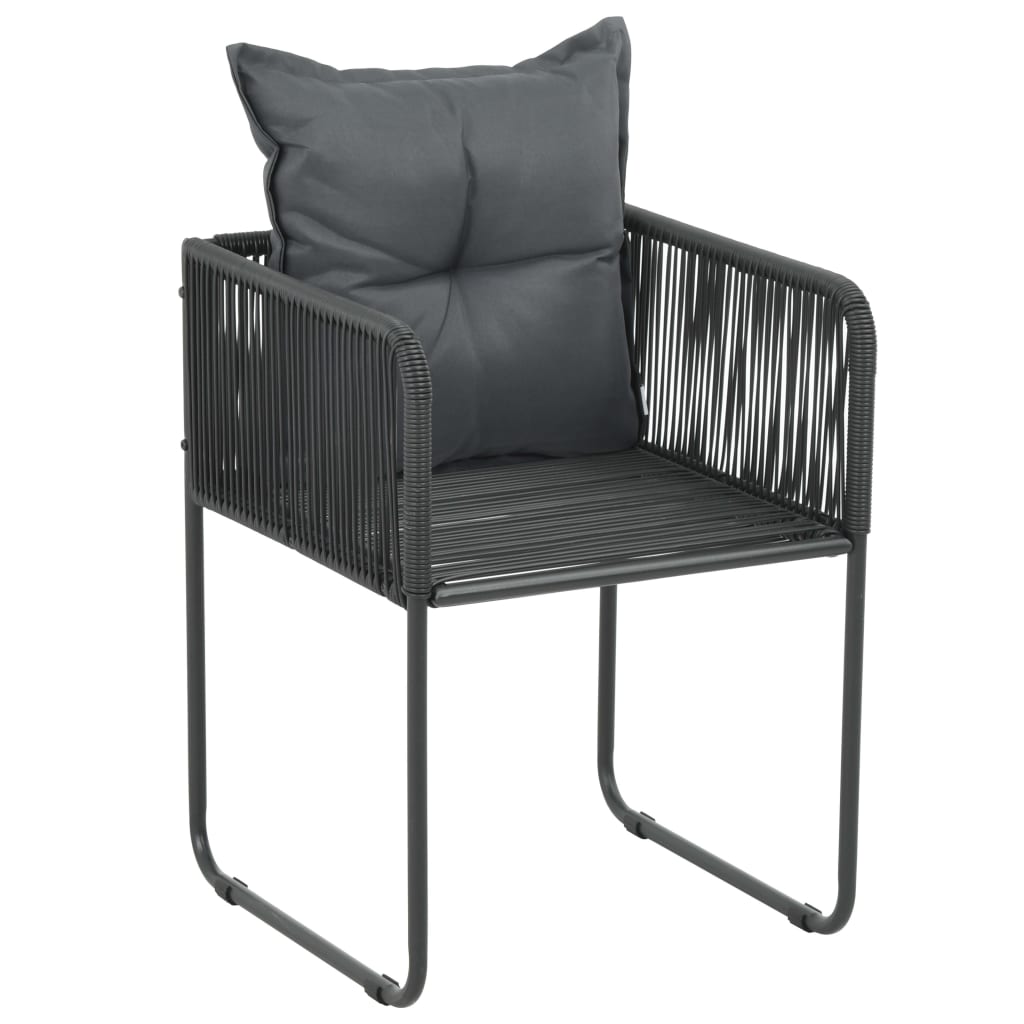 3 Piece Garden Dining Set PVC Rattan Black