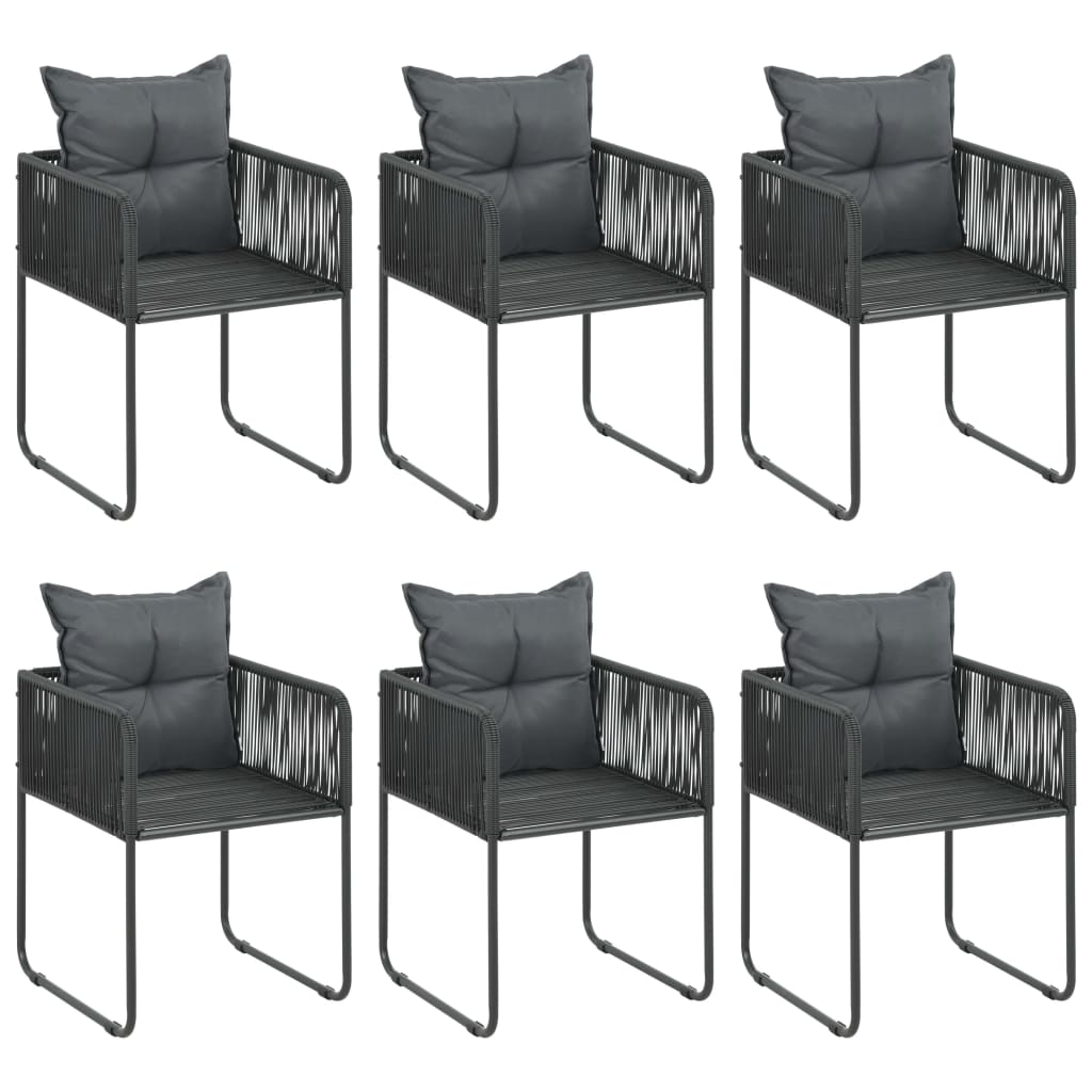 7 Piece Garden Dining Set PVC Rattan Black and Brown