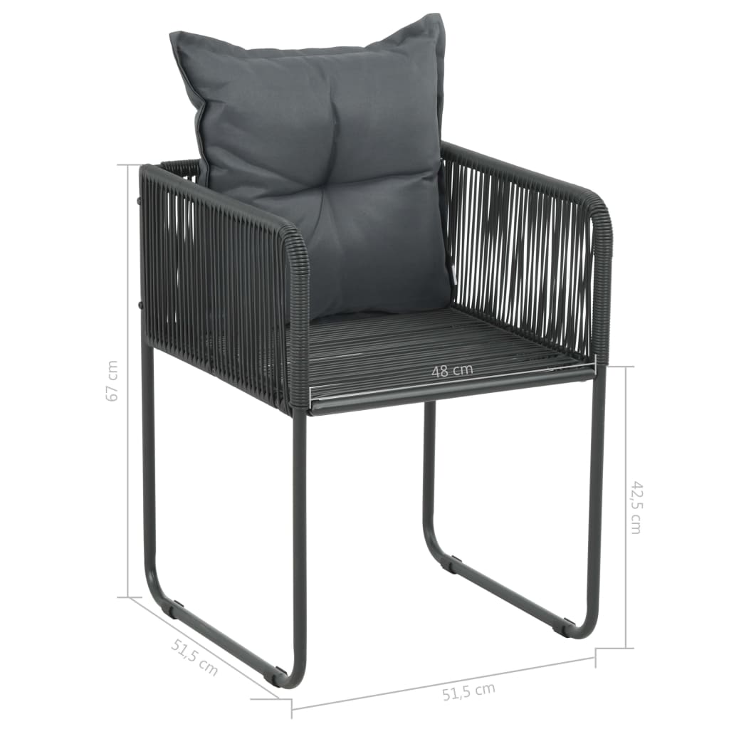 7 Piece Garden Dining Set PVC Rattan Black and Brown