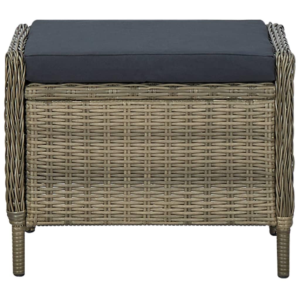 3 Piece Garden Lounge Set with Cushions Poly Rattan Brown
