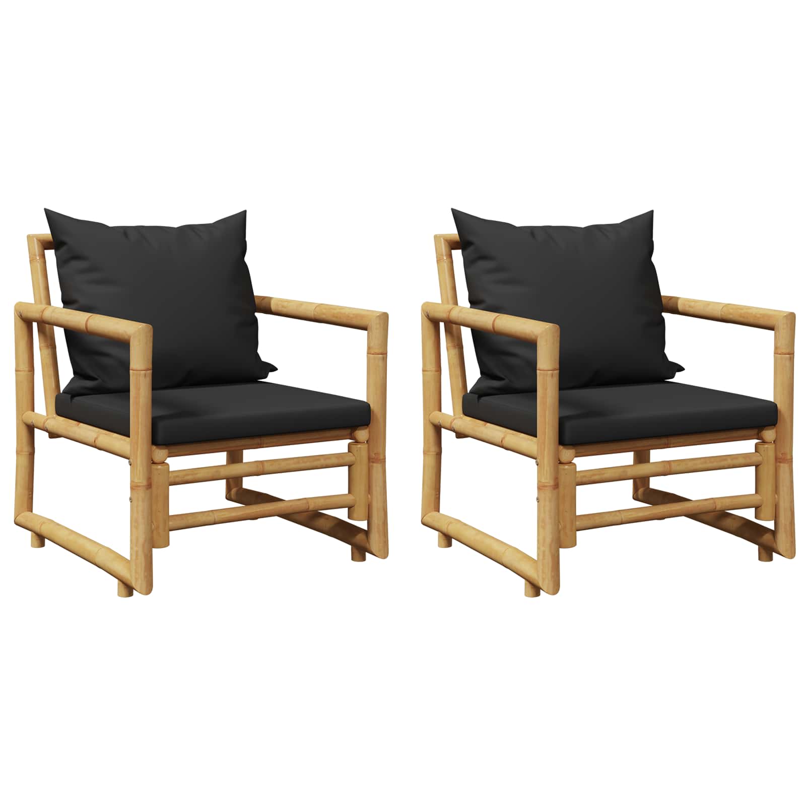 Garden Chairs with Cushions 2 pcs Bamboo