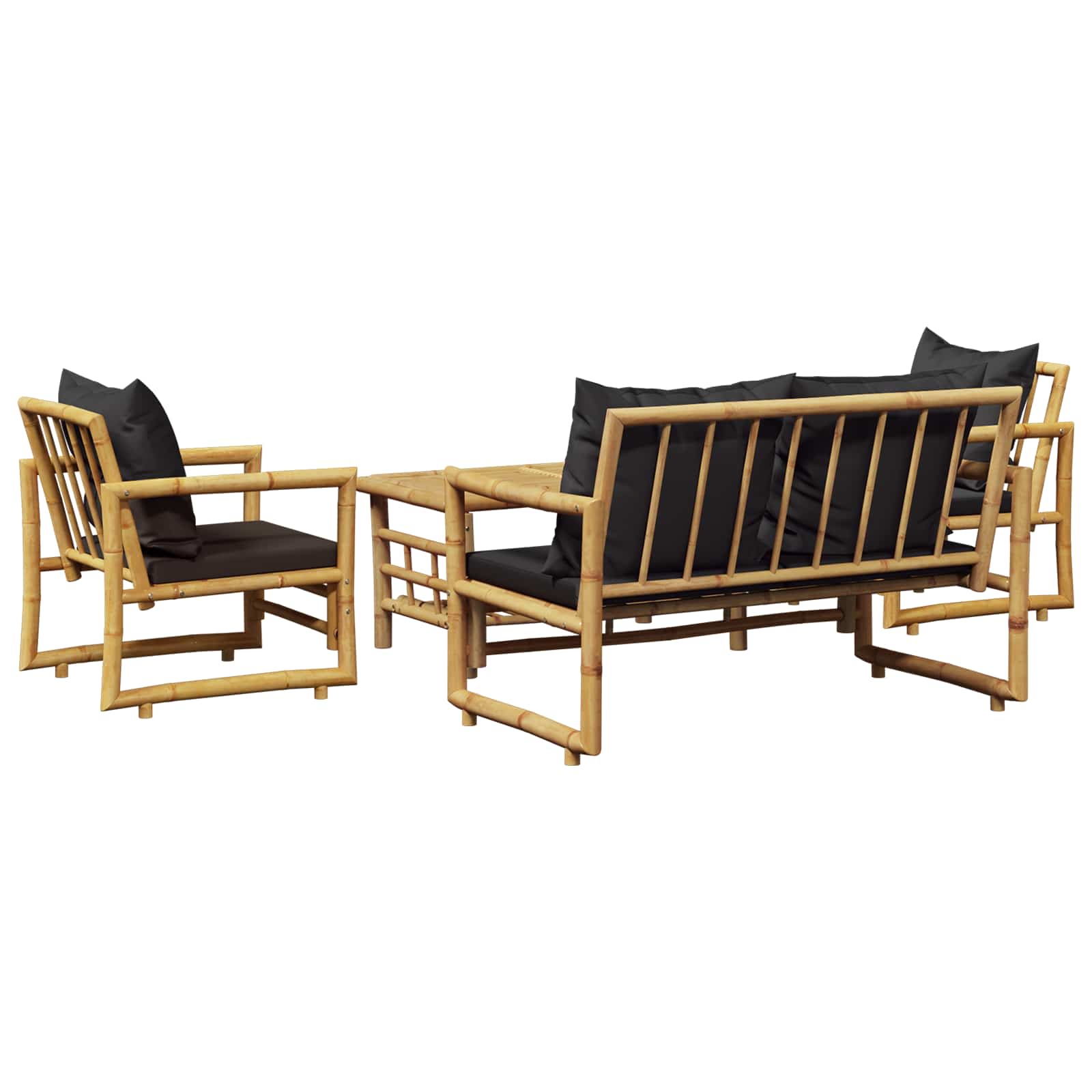 4 Piece Garden Lounge Set with Cushions Bamboo