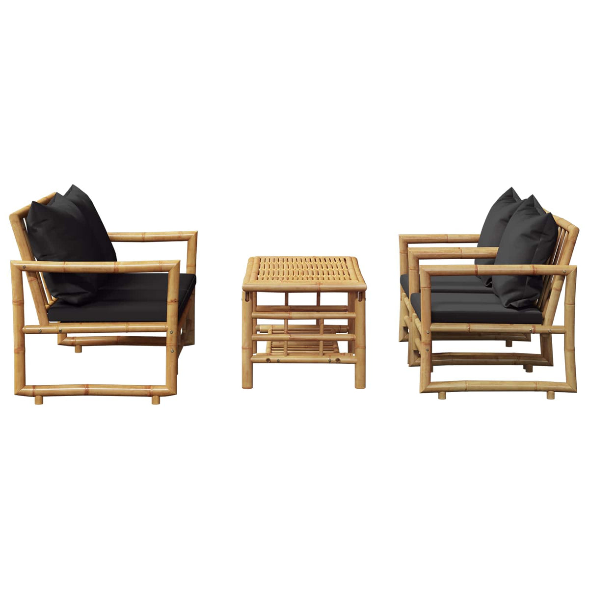 4 Piece Garden Lounge Set with Cushions Bamboo