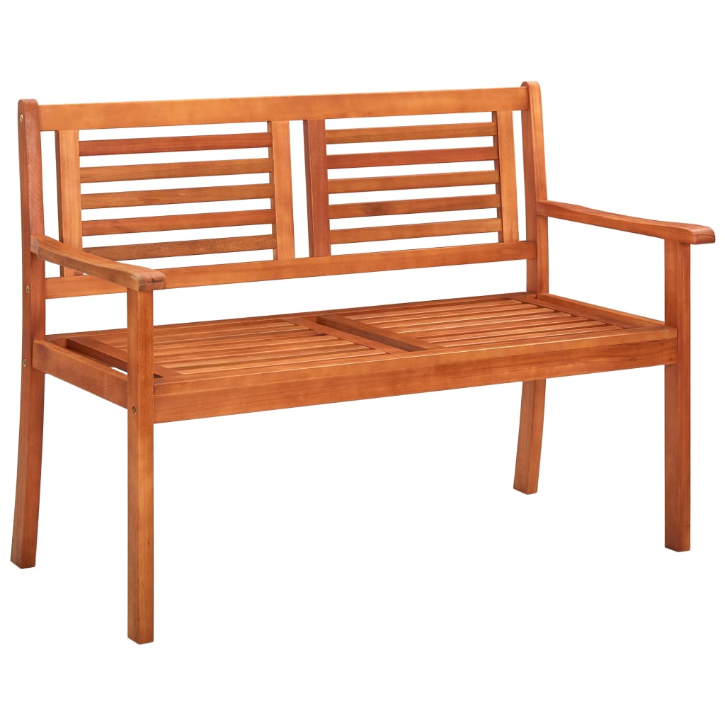 2-Seater Garden Bench with Cushion 120 cm Solid Eucalyptus Wood