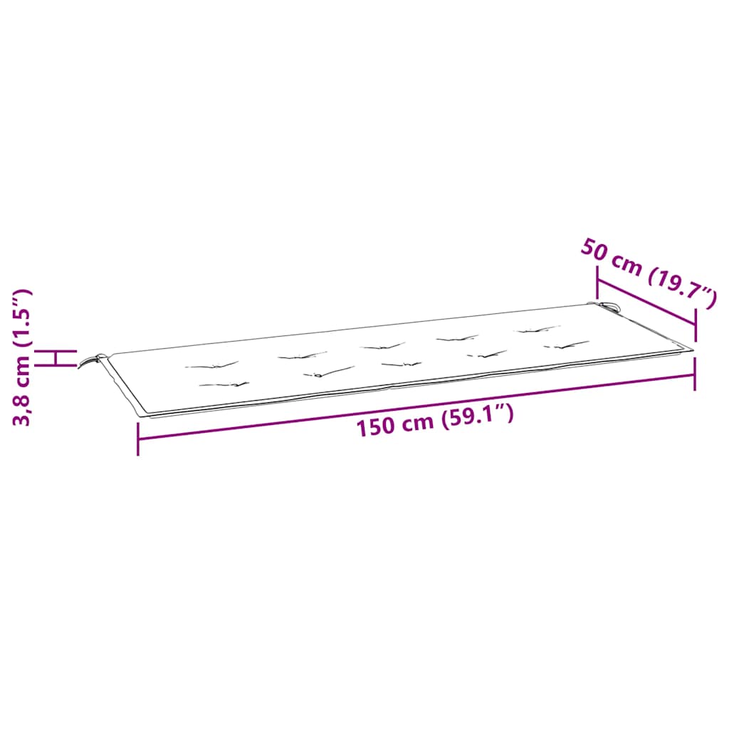 3-Seater Garden Bench with Cushion 150 cm Solid Eucalyptus Wood