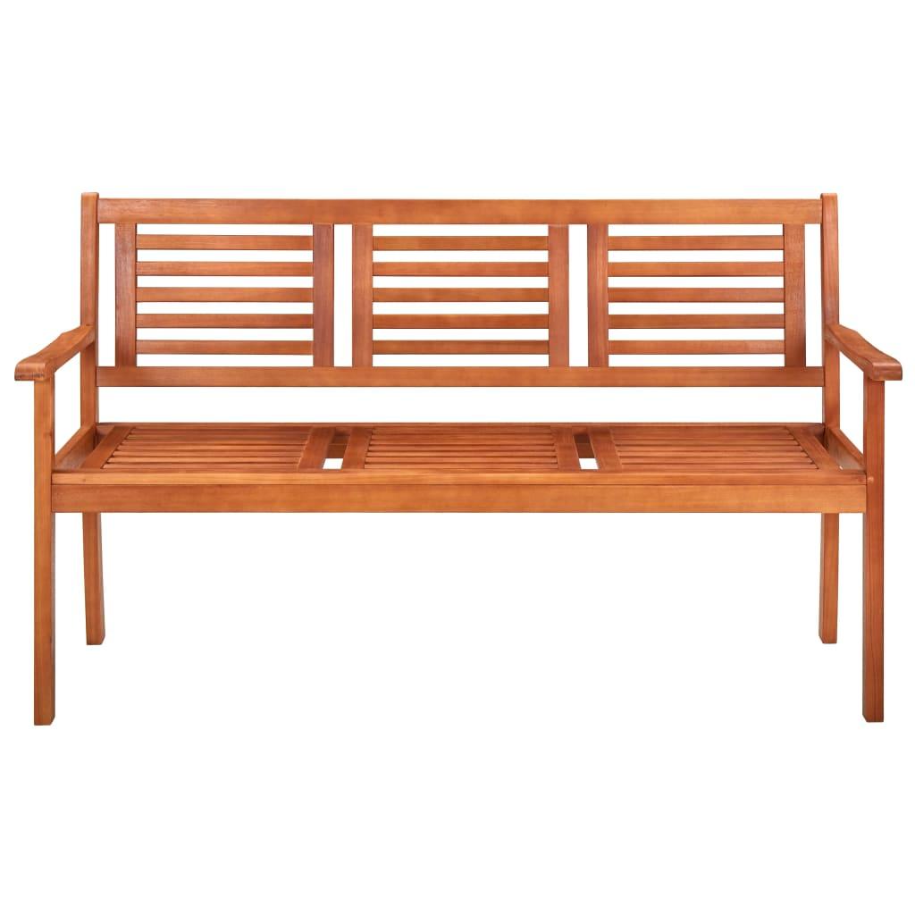 3-Seater Garden Bench with Cushion 150 cm Solid Eucalyptus Wood