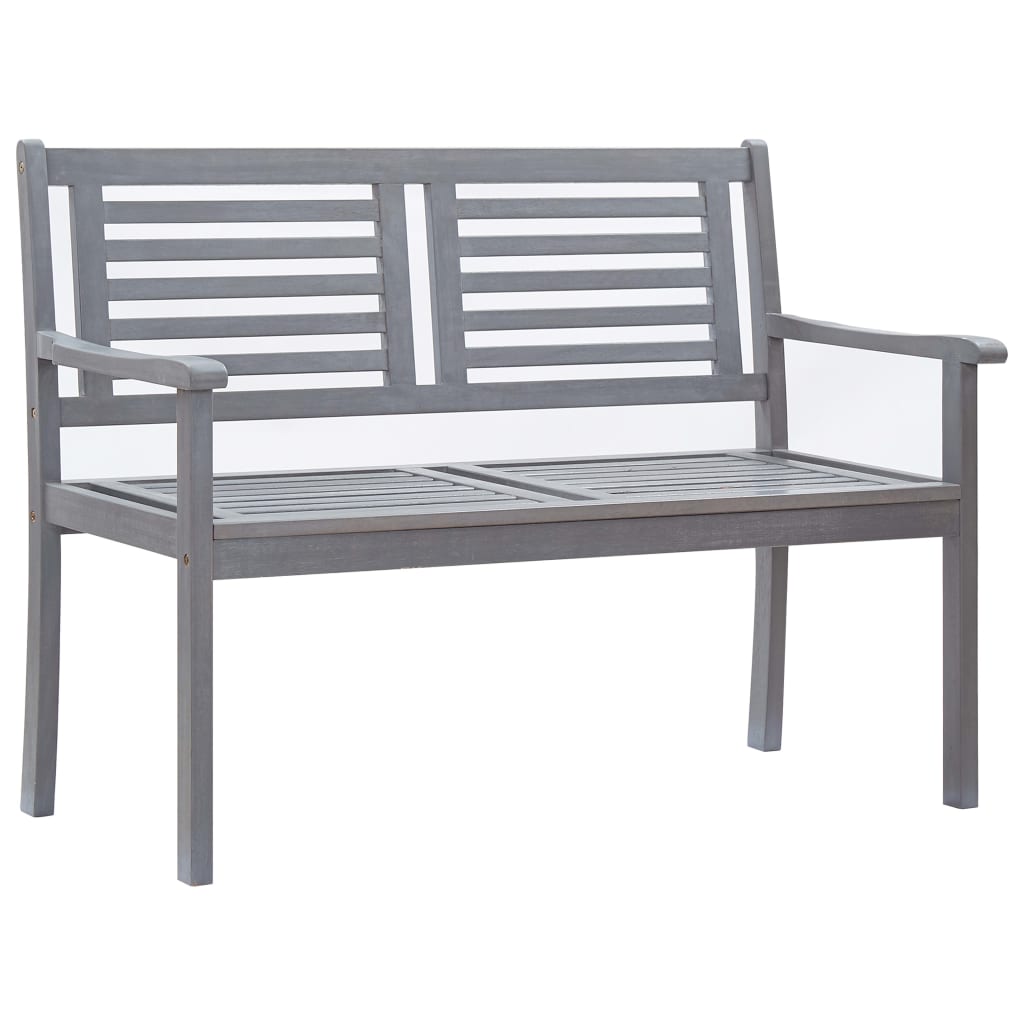 2-Seater Garden Bench with Cushion 120 cm Grey Eucalyptus Wood