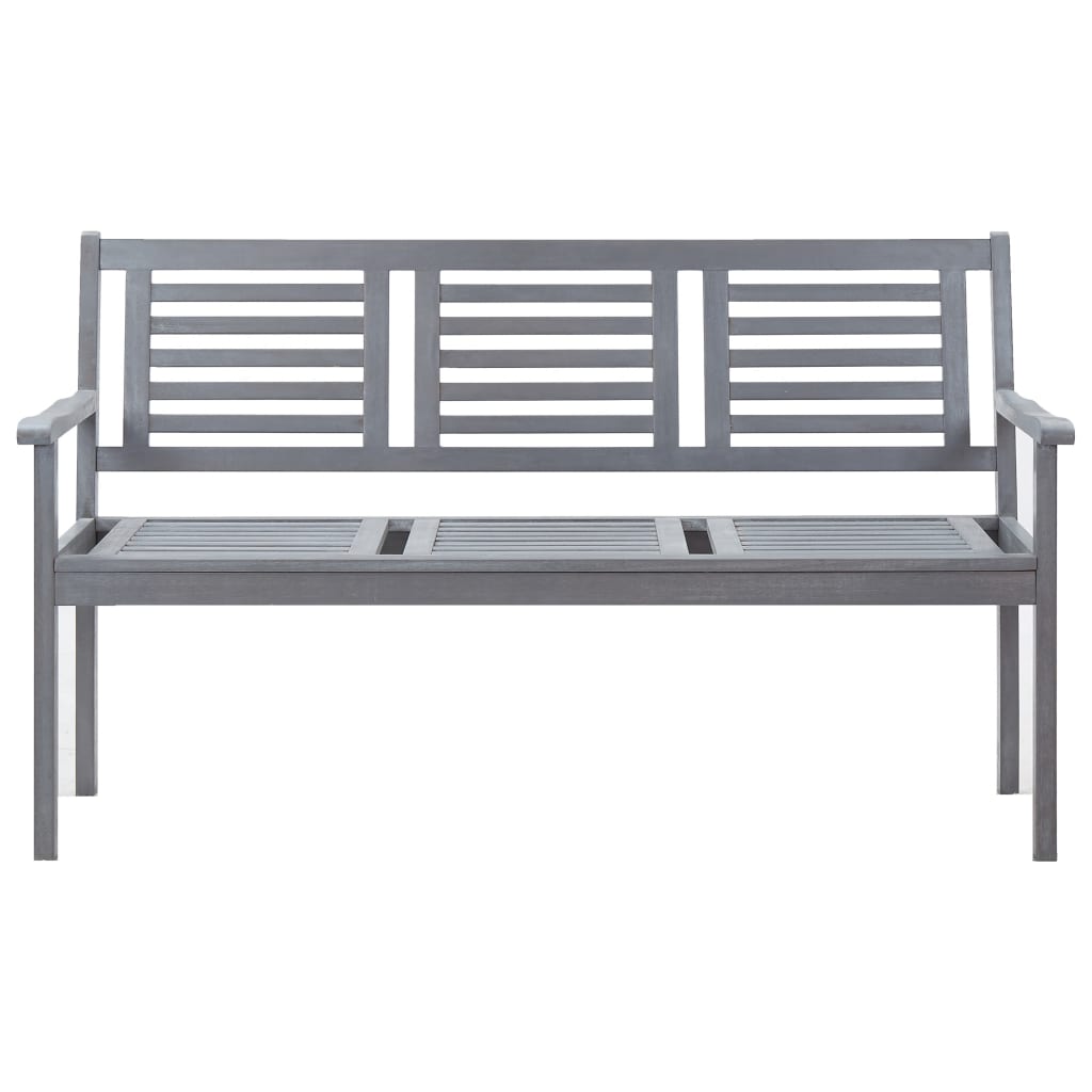 3-Seater Garden Bench with Cushion 150 cm Grey Eucalyptus Wood