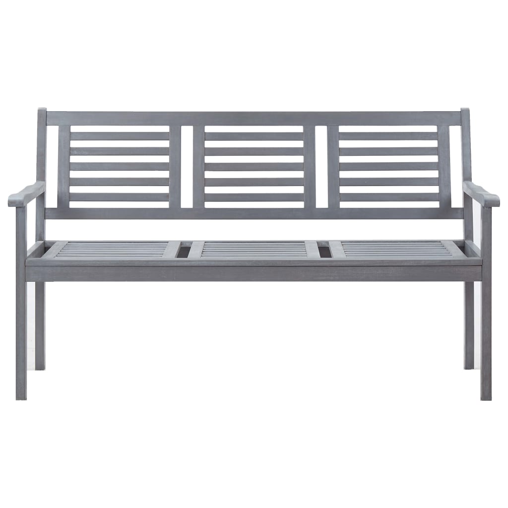 3-Seater Garden Bench with Cushion 150 cm Grey Eucalyptus Wood