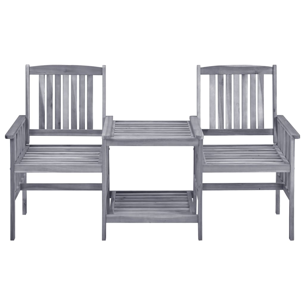 Garden Chairs with Tea Table and Cushions Solid Acacia Wood